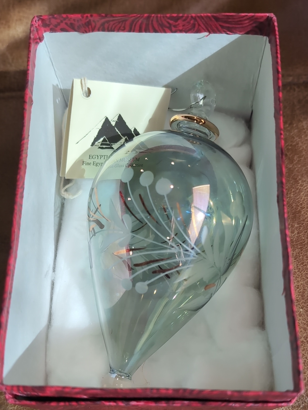 Egyptian Museum Blown Glass Christmas Ornament - Blue With 24K Gold Trim